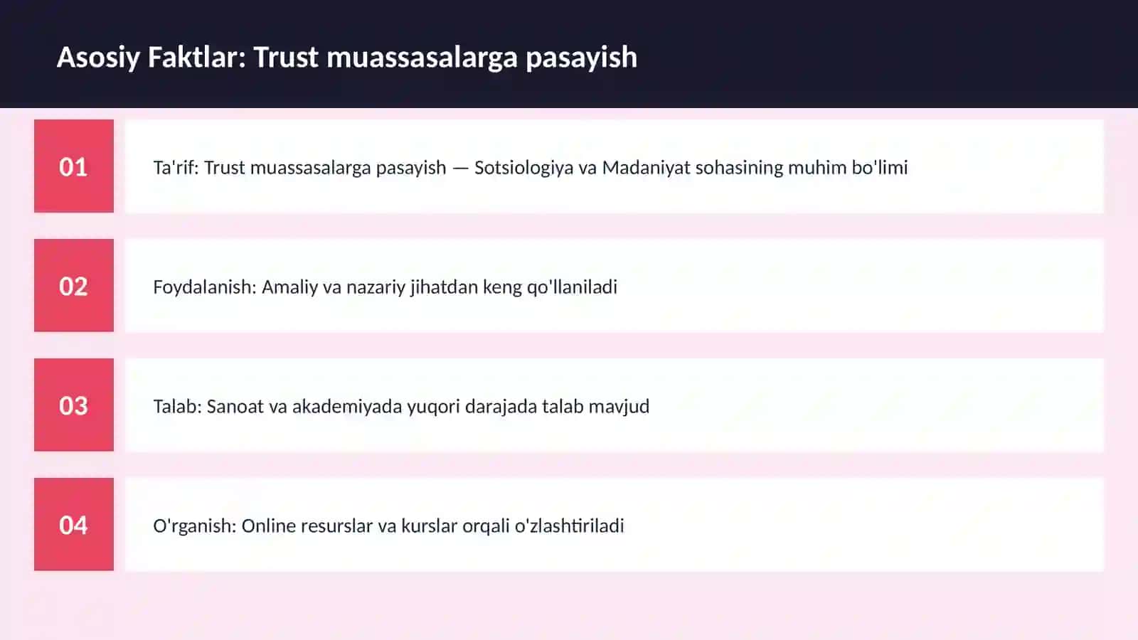 Trust muassasalarga pasayish 3