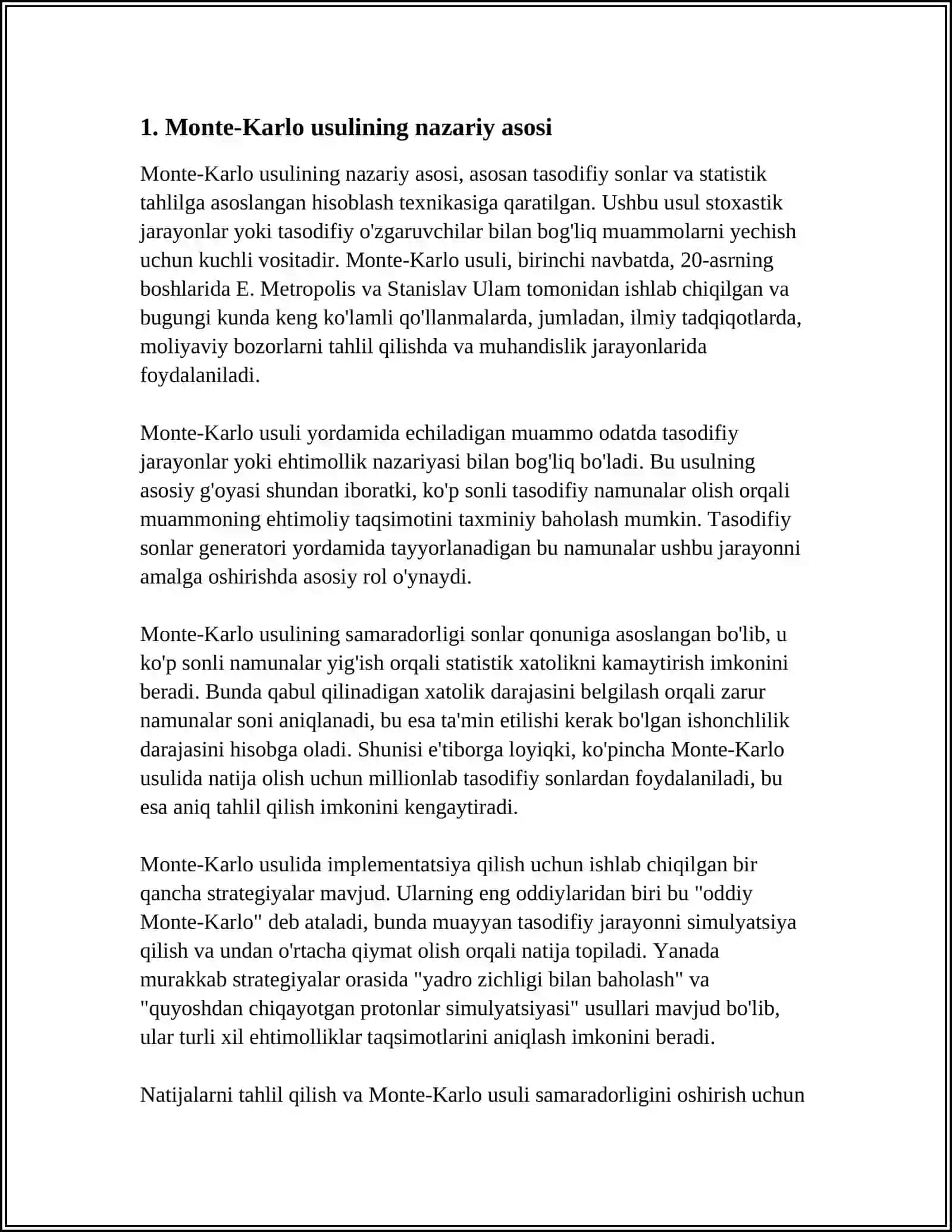 INTEGRALLARNI HISOBLASHNING MONTE-KARLO USULI 3