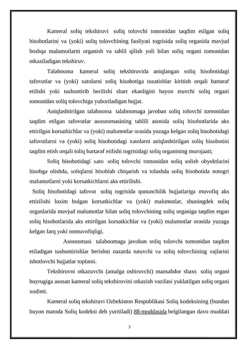 Kameral soliq tekshiruvi 3