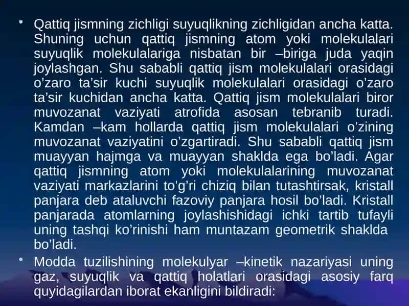 Realgazlar, suyuqliklar va qattiq jismlar xossalari 3