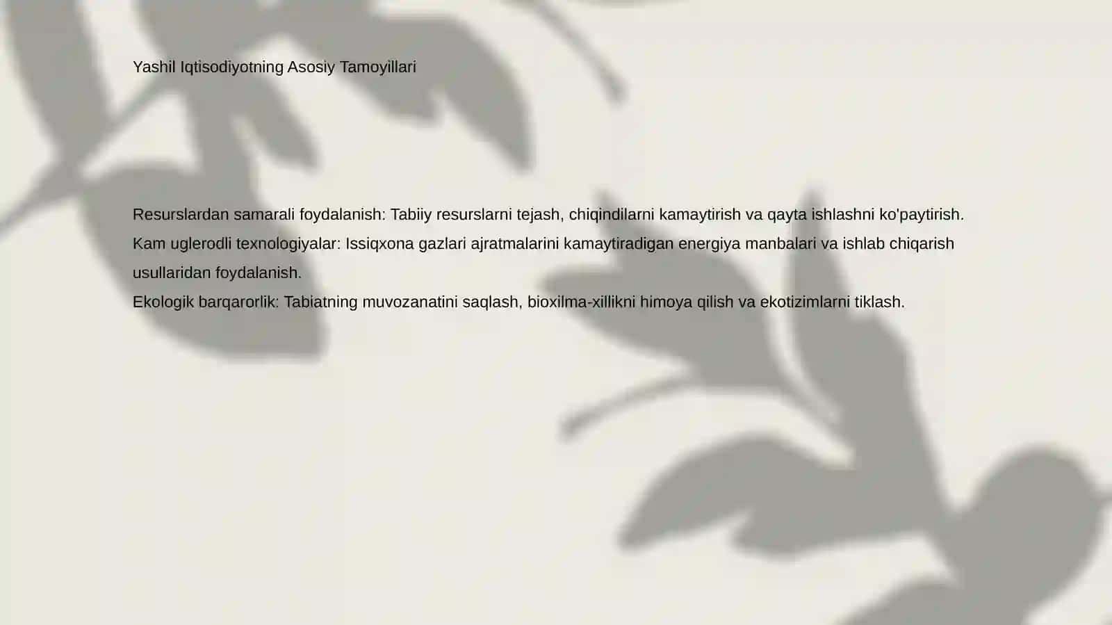 Yashil iqtisodiyot: Kelajakka Sanoqli Qadamlar 3