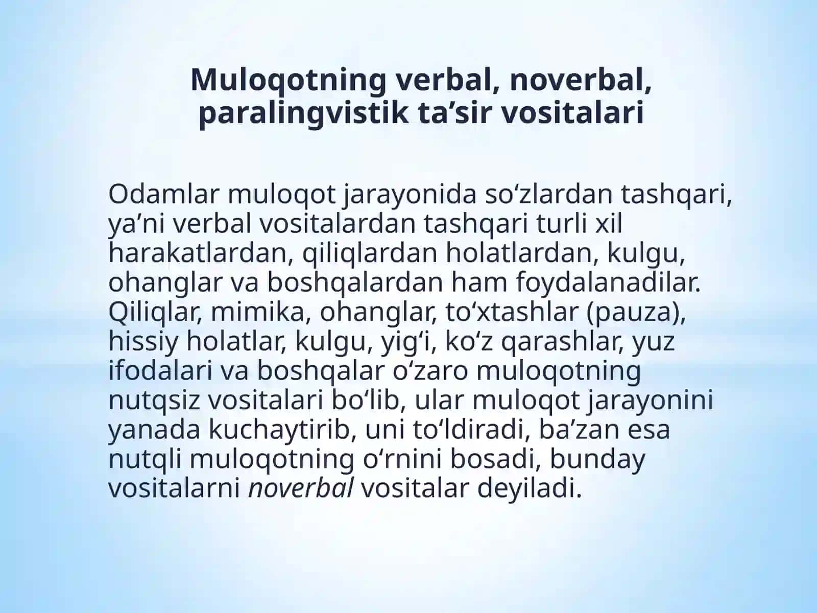Muloqotning verbal noverbal paralingvistik vositalari 3