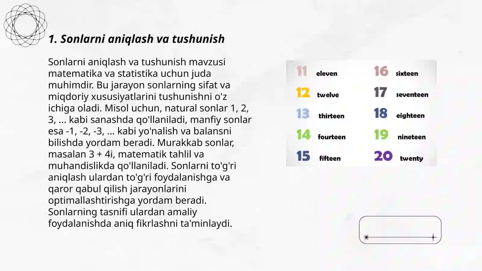 Sonlarni aniqlash va tushunish 3
