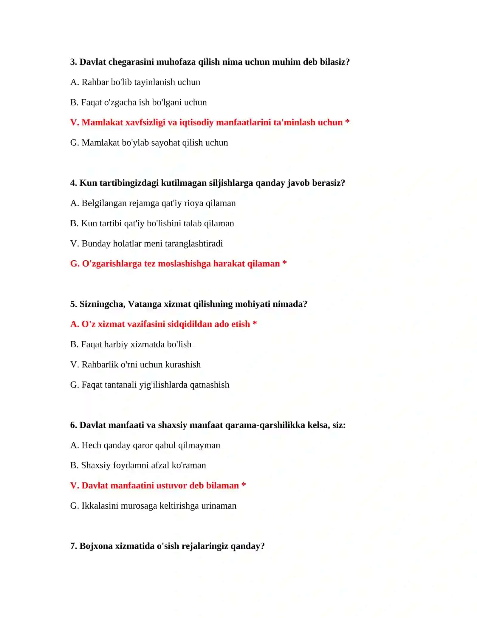 ISHGA QABUL - SARALASH UCHUN PSIXOLOGIK TEST SAVOLLARI 3
