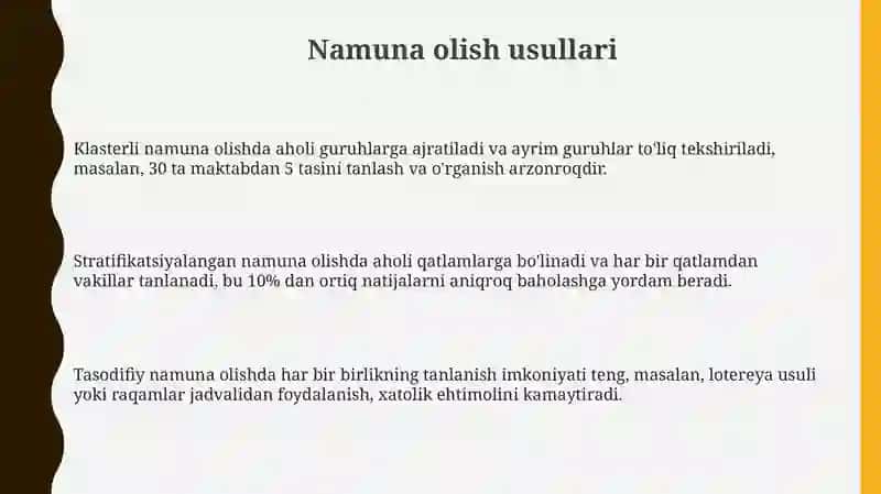 Namuna olish usullari 3