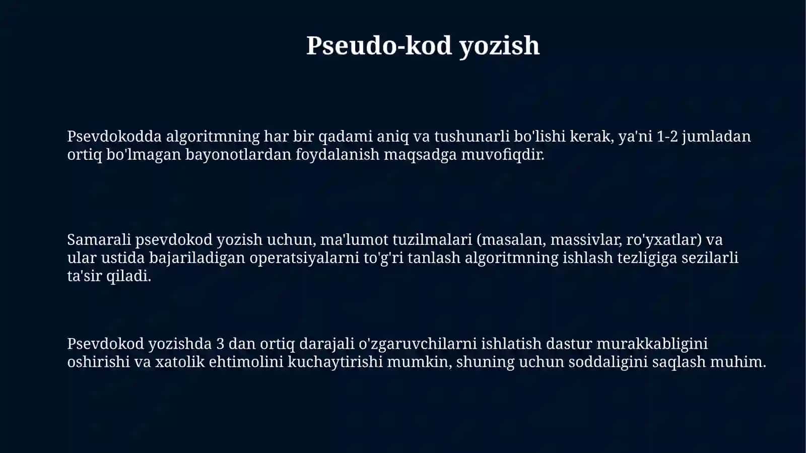 Algoritmning Bosqichlari 3