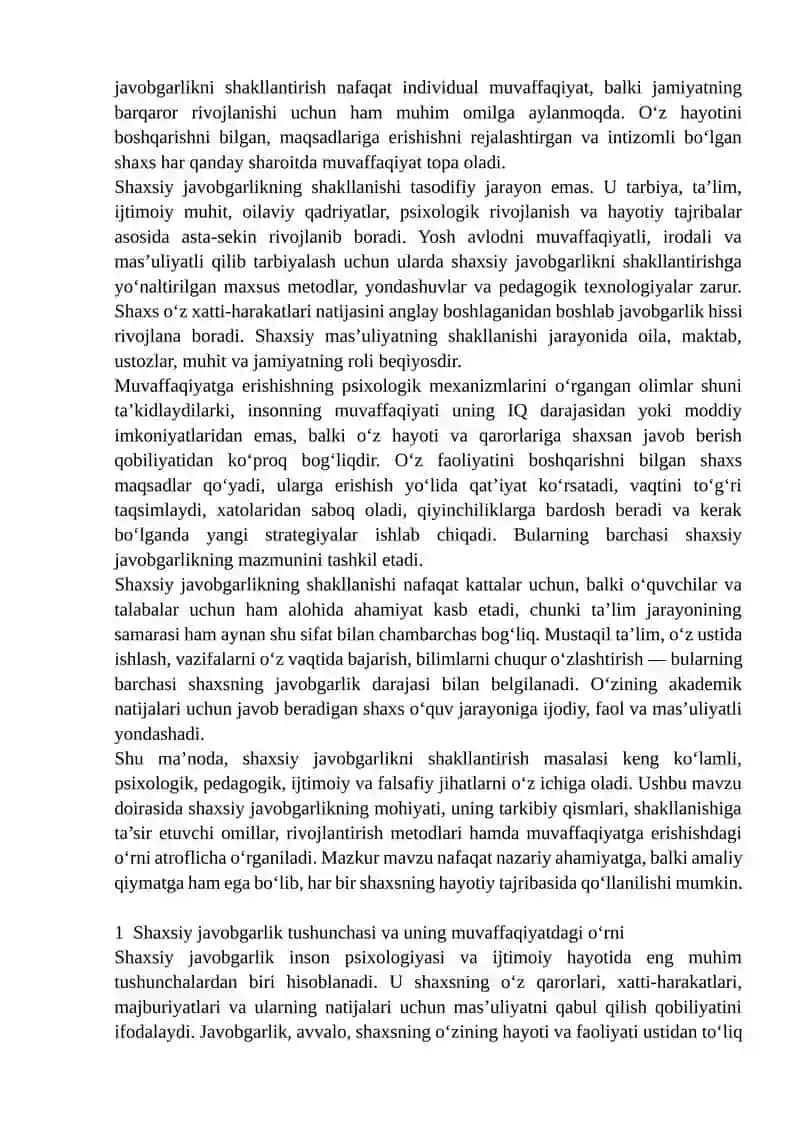 Shaxsiy Javobgarlikni Shakllantirish 3