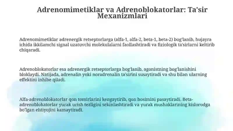 Adrenomimetiklar va Adrenoblokatorlar 3