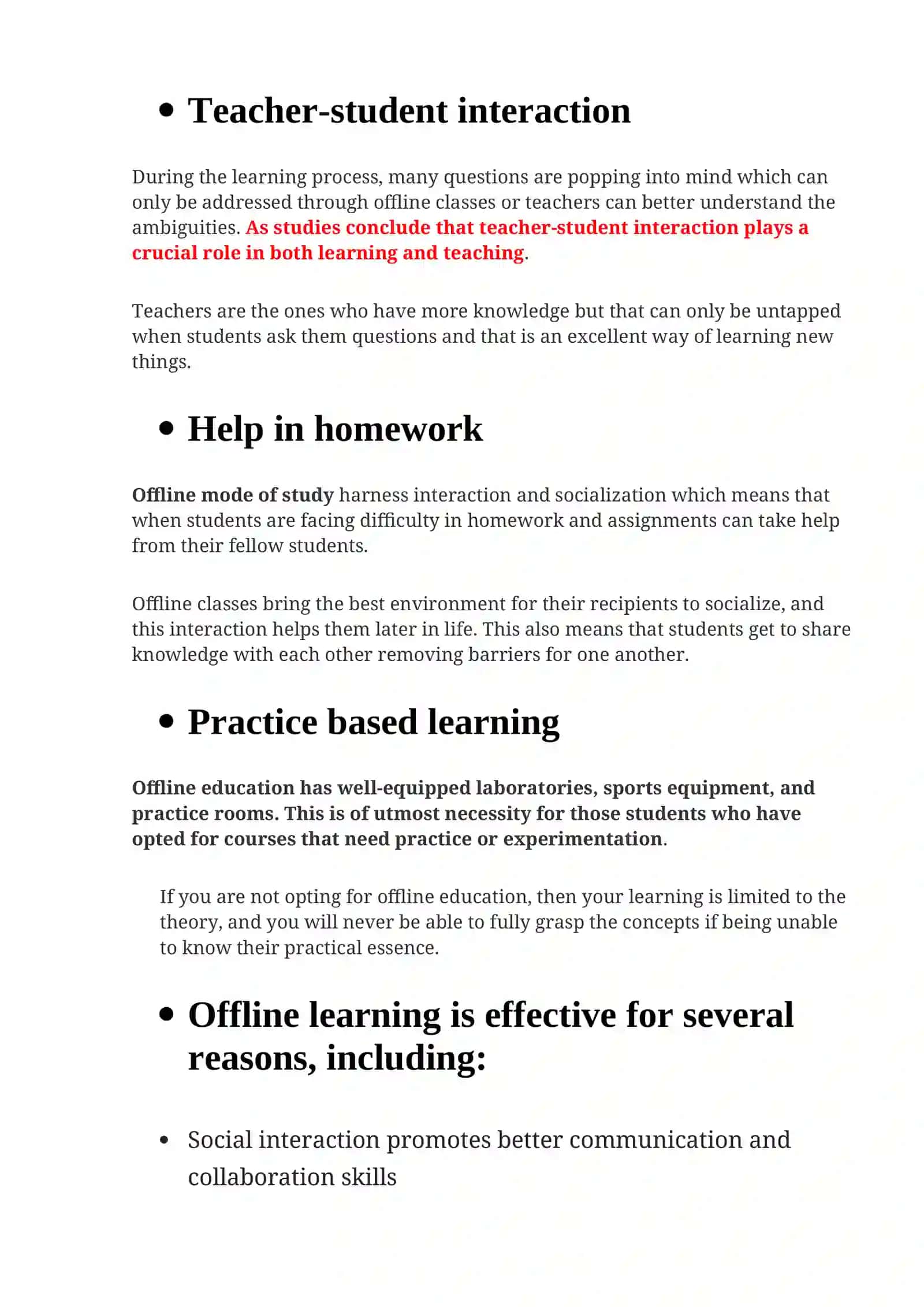 Advantages of offline education 3