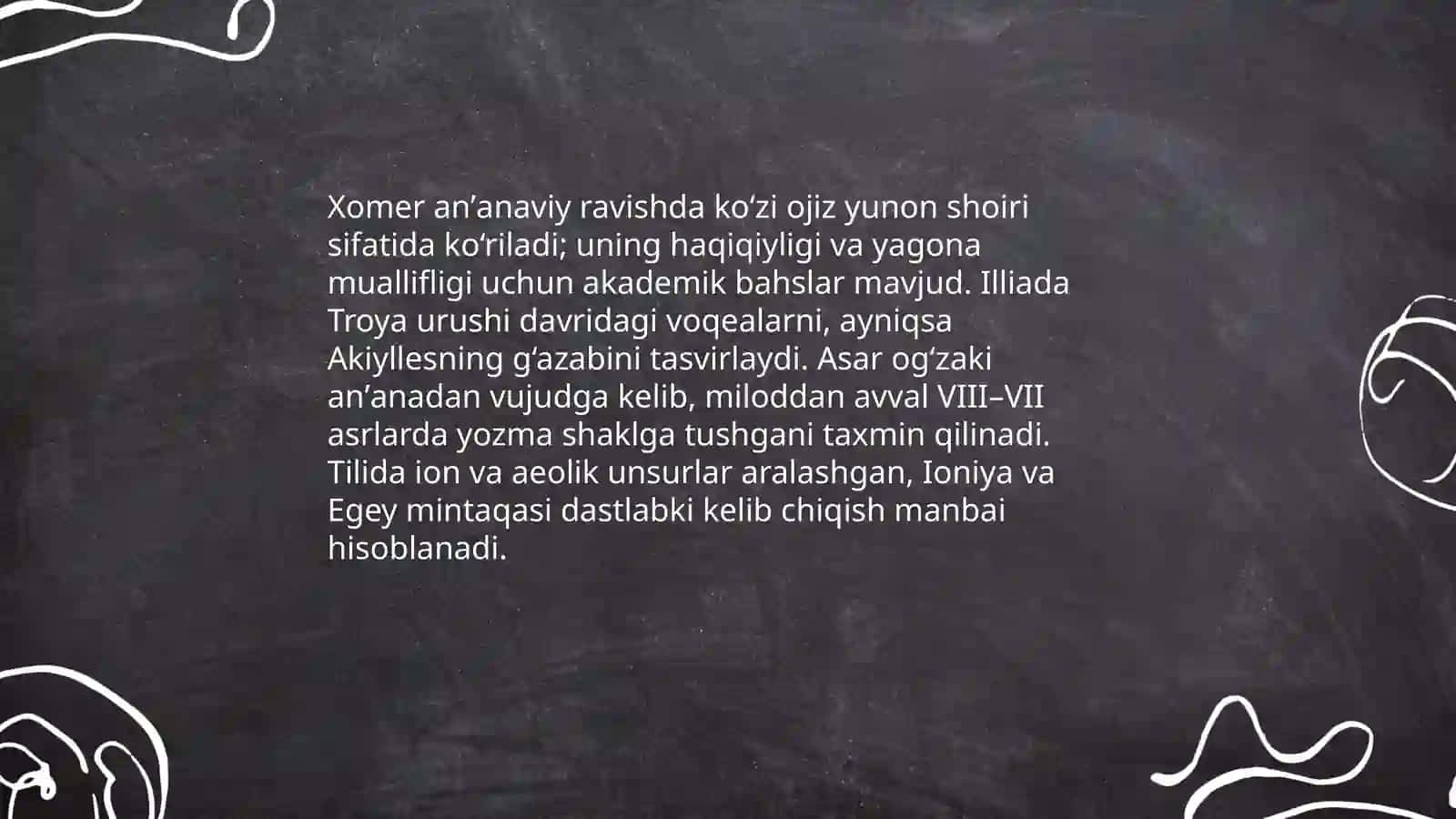 Homerning Illiada dostoni haqida 3