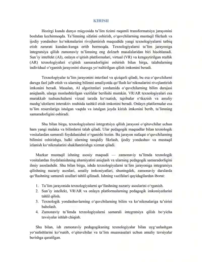 TEXNOLOGIYALARNI TA’LIM JARAYONIGA INTEGRATSIYA QILISH 3