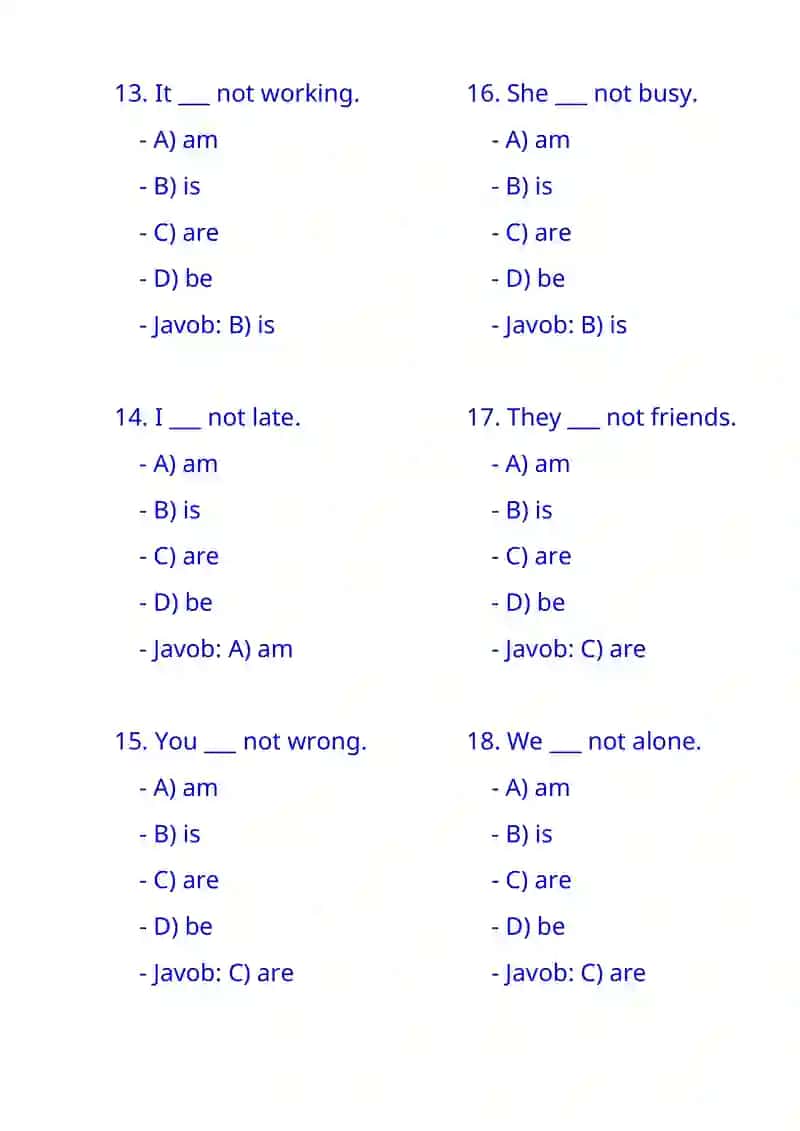 English Grammar Quiz 3