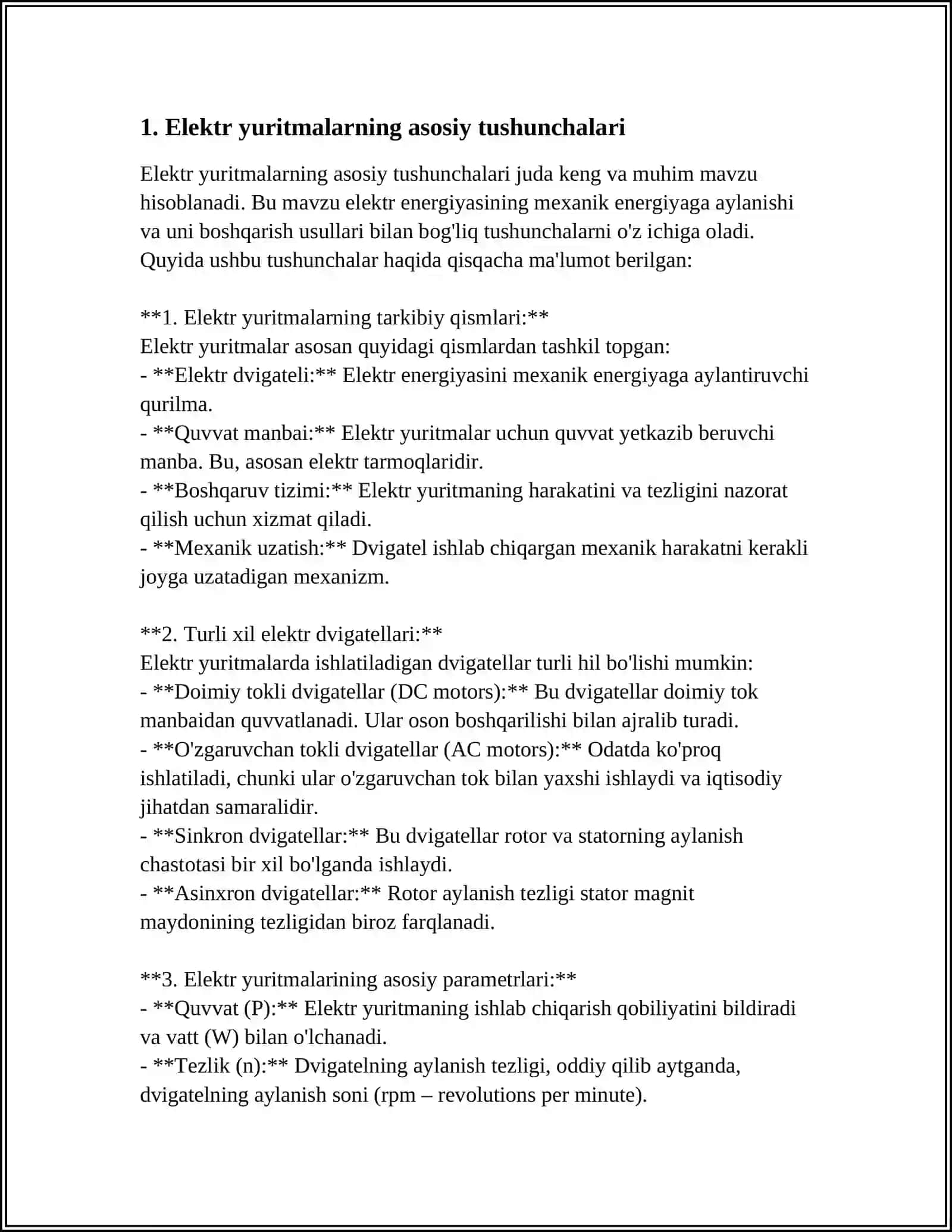 Elektr yuritmalarning Mexanik Xarakteristikasi 3