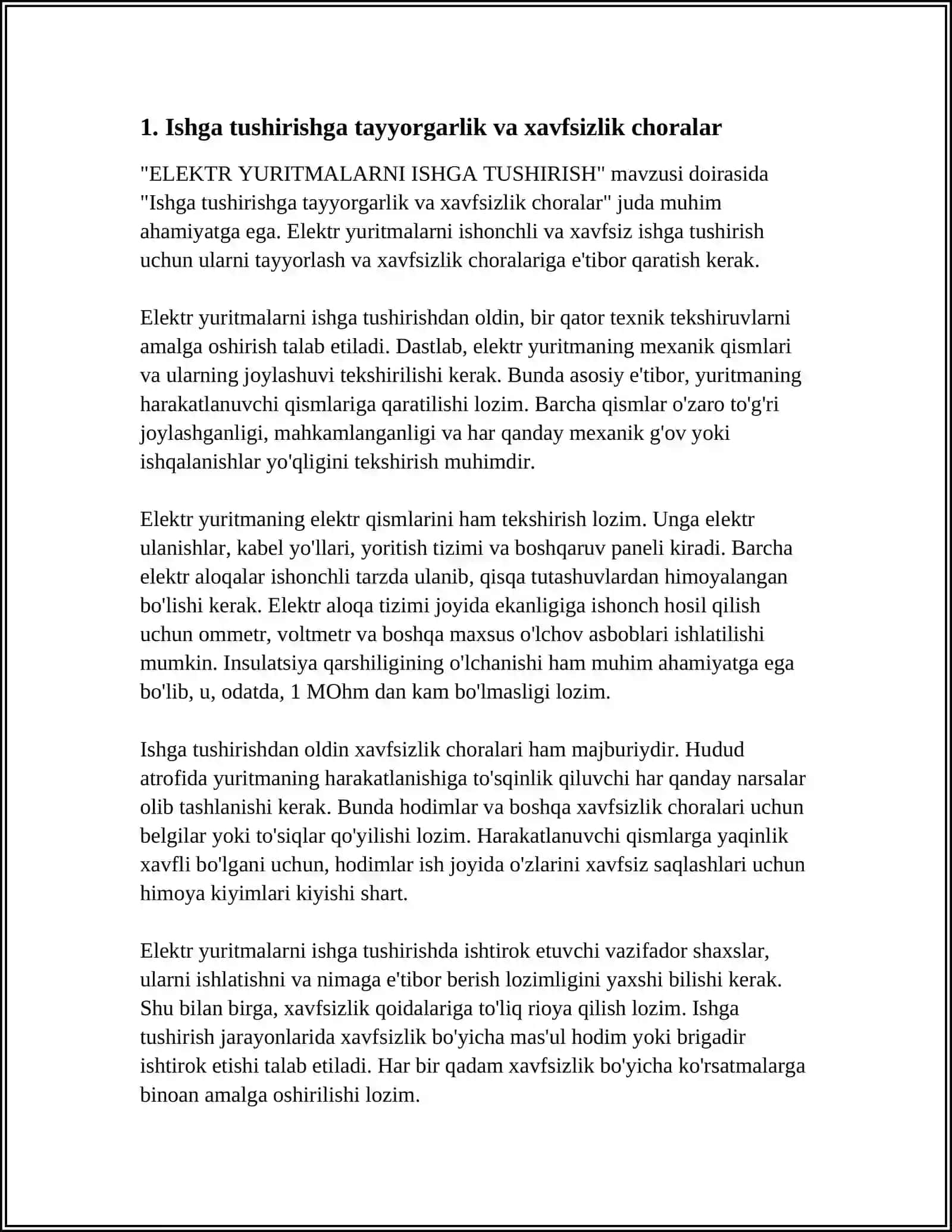 ELEKTR YURITMALARNI ISHGA TUSHIRISH 3