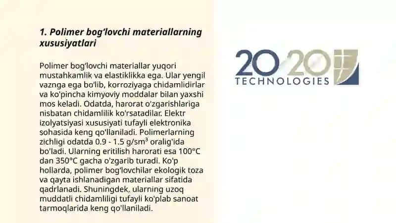 Polimer bogʻlovchi materiallar texnologiyasi 3