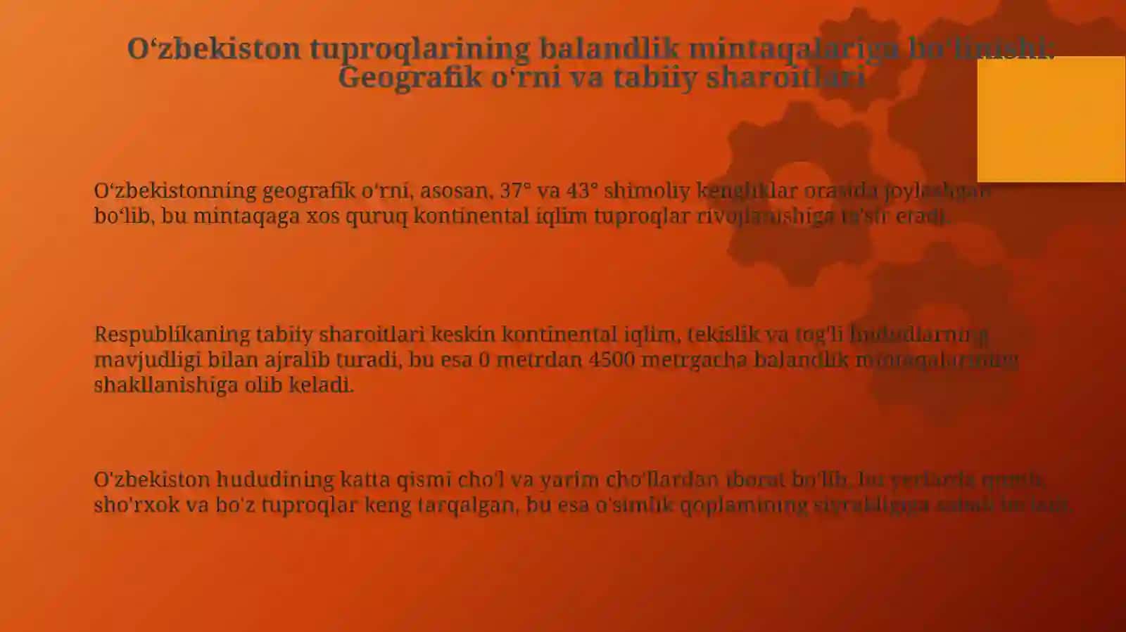 O‘zbekistonning balandlik mintaqasi tuproqlarijoylashuvigeografiyasi 3