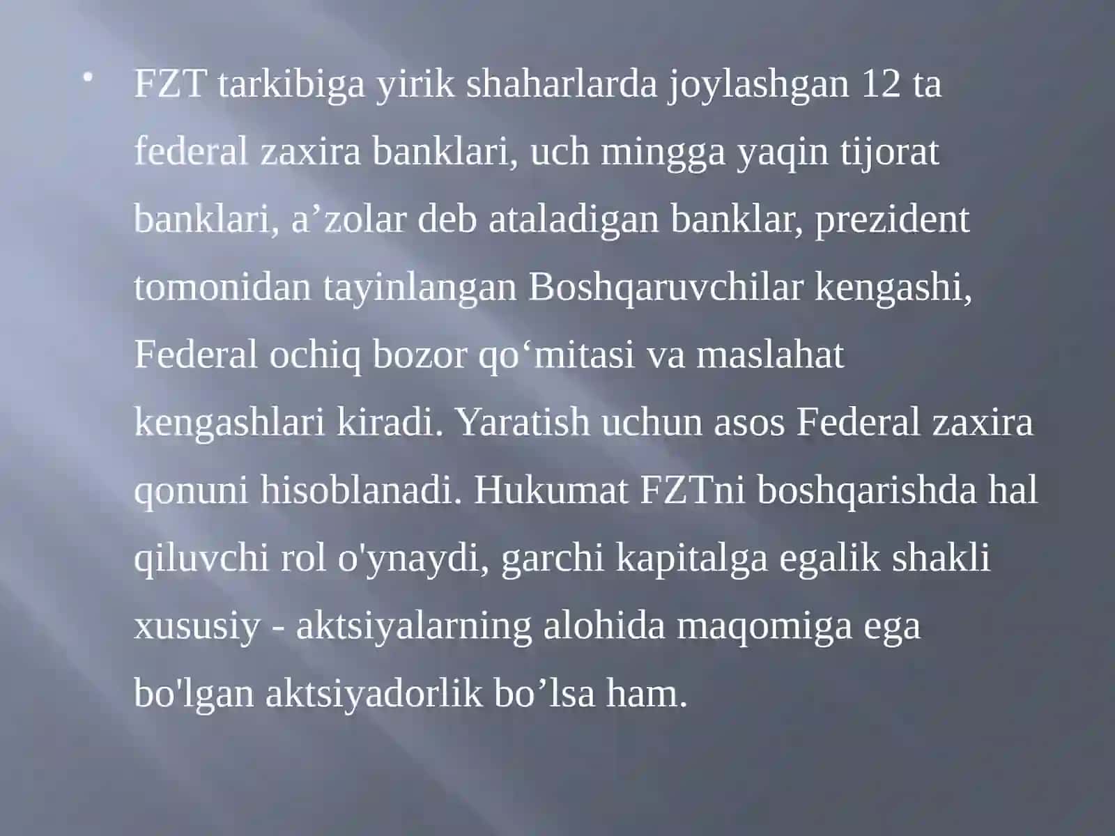 AQSH Federal ZaxiraTizimi 3