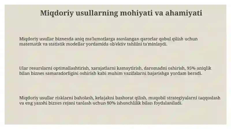 Miqdoriy usullar biznesda 3