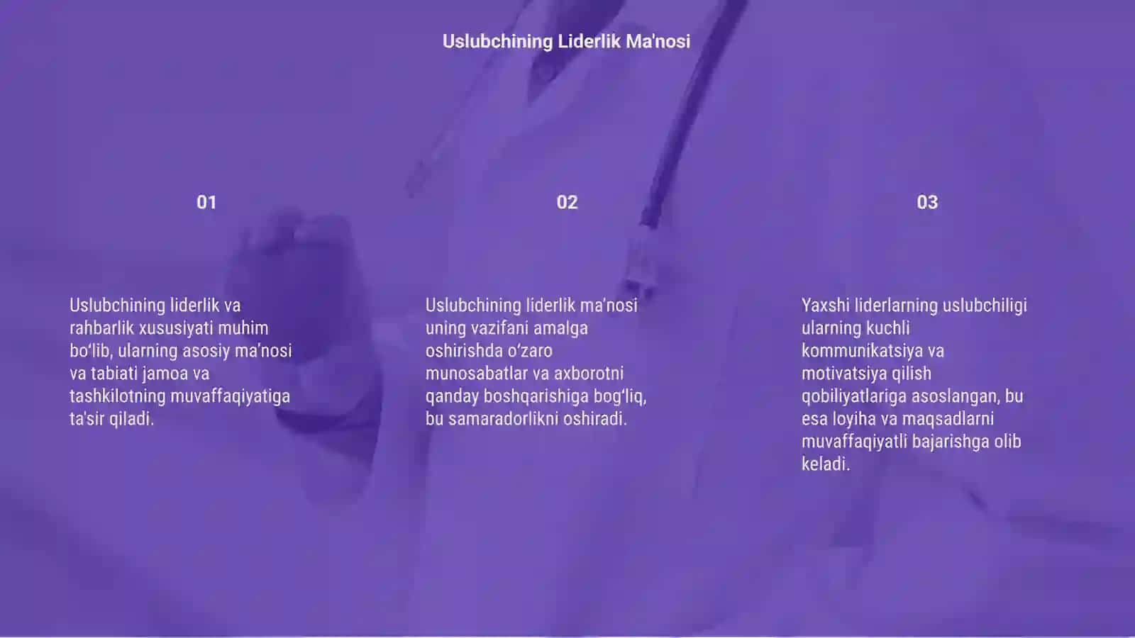 Uslubchining liderlik va rahbarlik xususiyati 3
