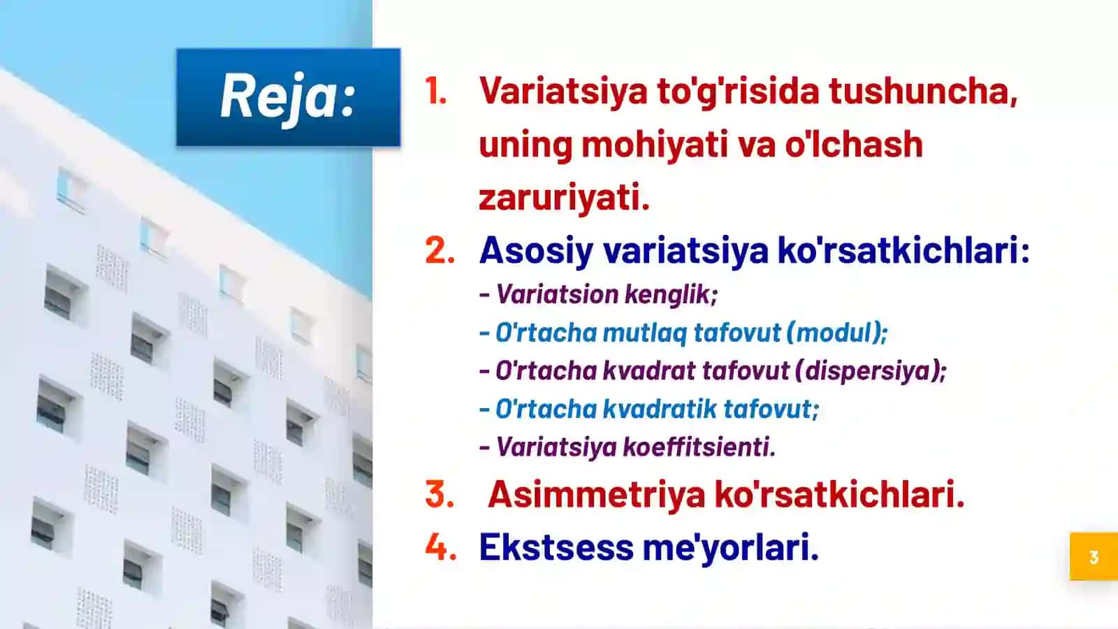 “VARIATSIYA KO'RSATKICHLARI” 3