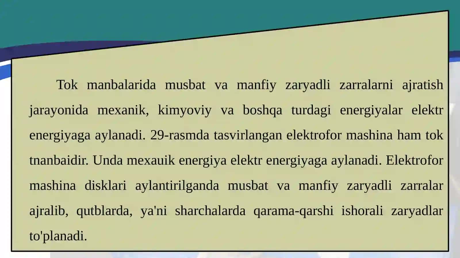 8-sinf Fizika fanidan Tok manbalari dars ishlanma 3
