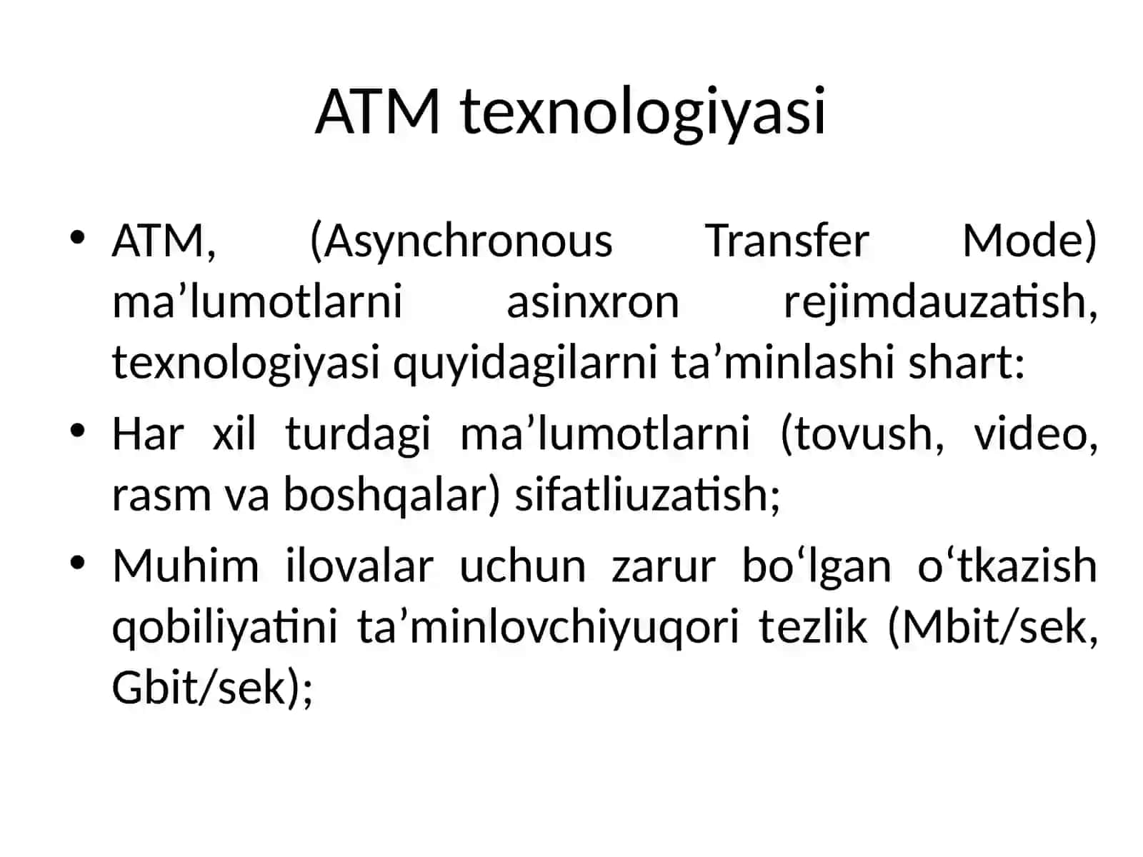 ATM, ISDN, xDSL Texnologiyalari 3