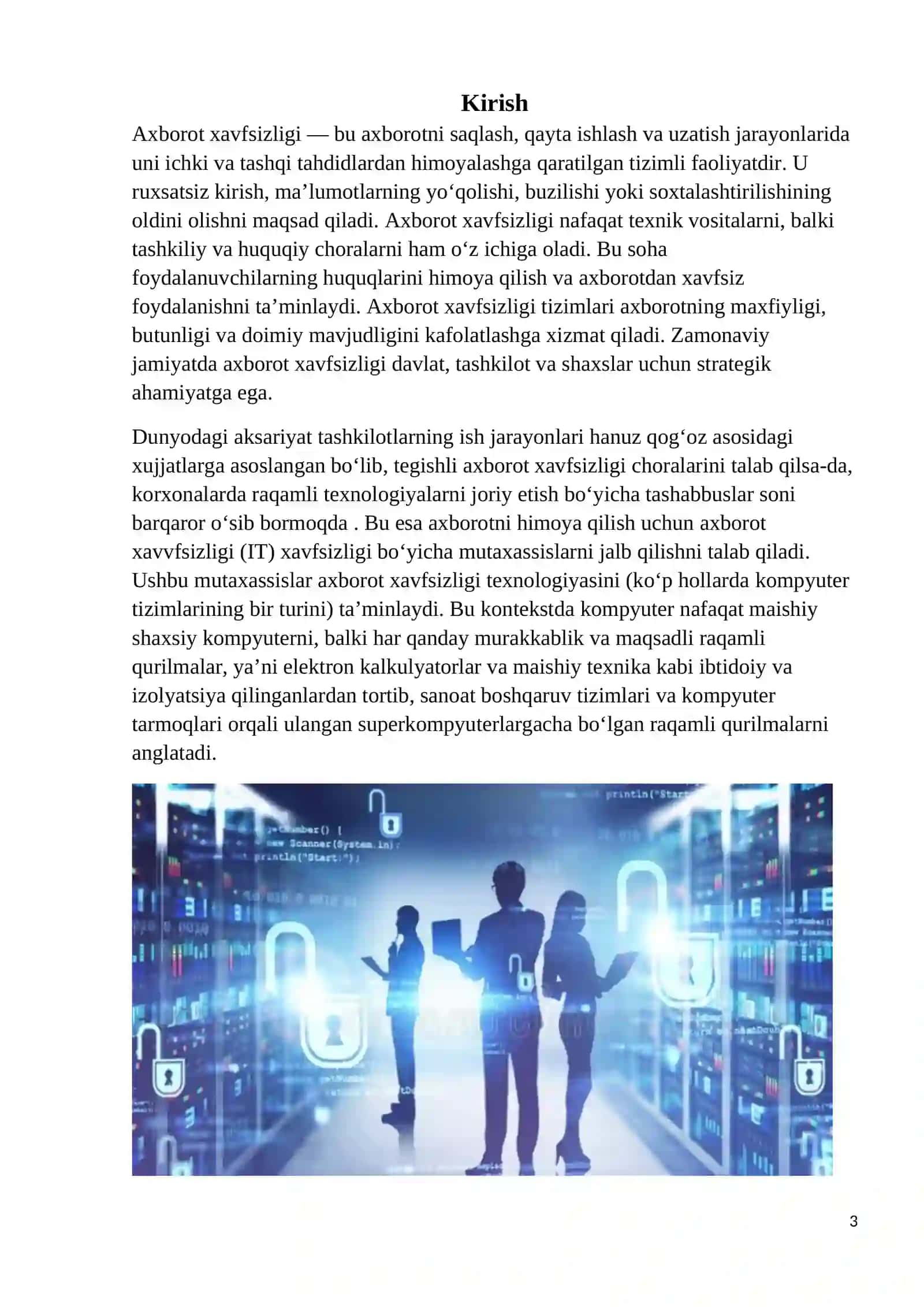 Axborot xavfsizligi. Tibbiy axborotlarni himoyalash 3