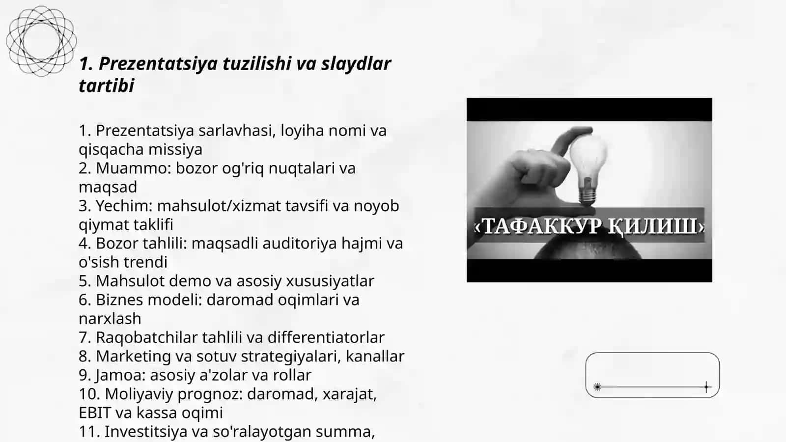 Biznes g'oyasini taqdimot qilish 3