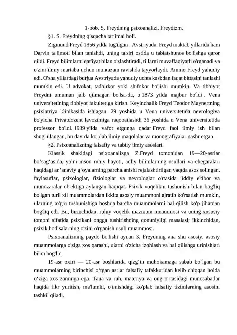 S. Freydning psixoanalizi. Freydizm 3