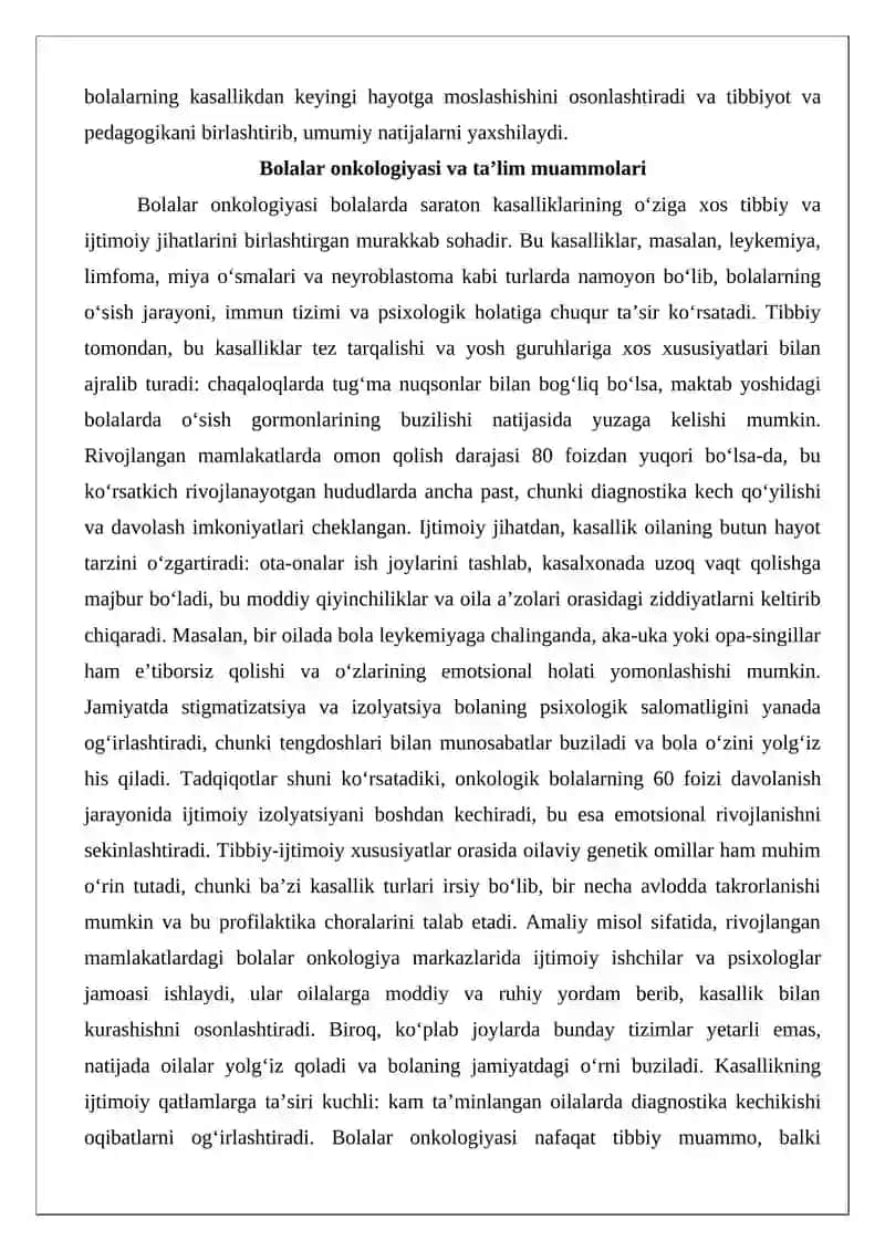 Bolalar onkologiyasida gospital pedagogikaning o‘rni 3