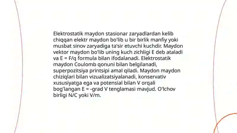 Elektrostatik maydon va uning hususiyatlari 3