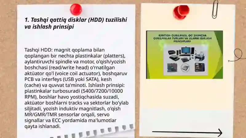 Tashqi xotira qurilmalari. Axborotlarni kiritish - chiqarish 3
