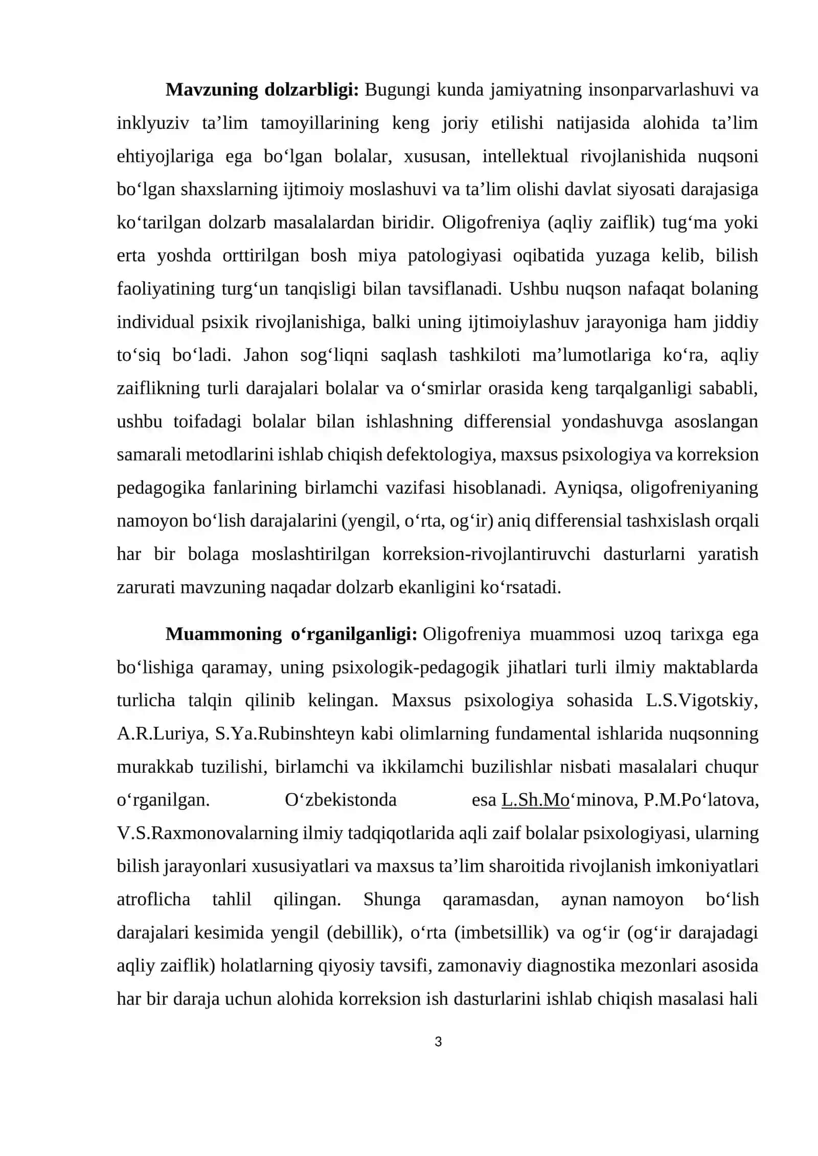 Oligofreniyaning namoyon bo’lish darajalari 3