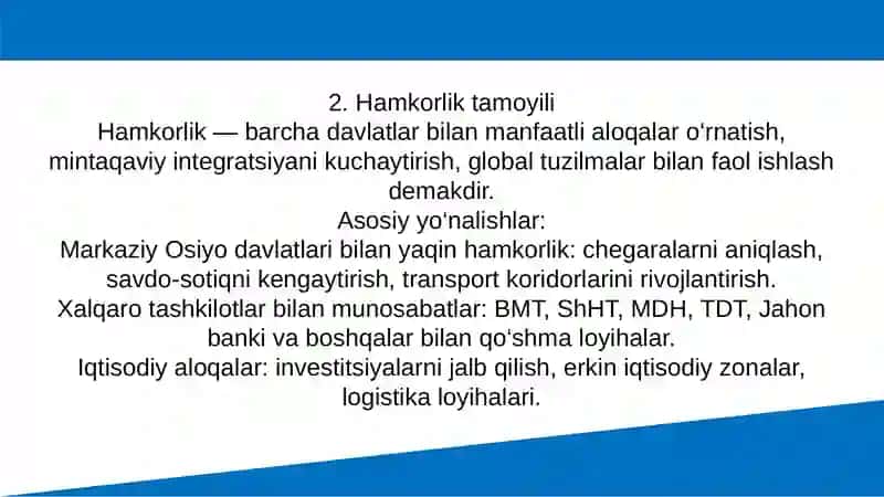 O‘zbekistonning Xalqaro Xamkorlikbilan Hamkorligi 3