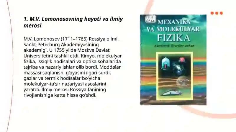 M.V. Lomonosovning hayoti va ilmiy merosi 3