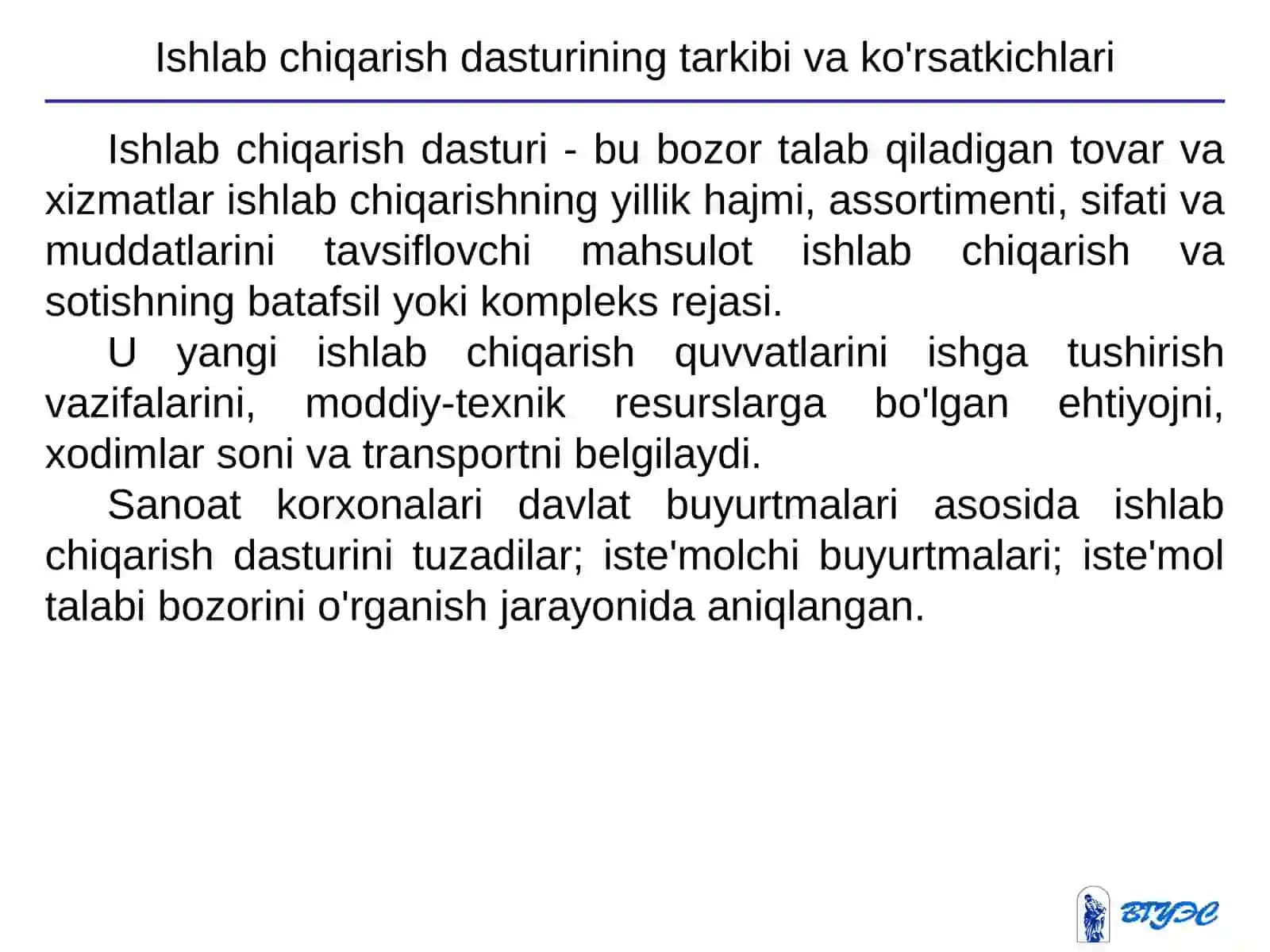 Ishlab chiqarishdasturi 3