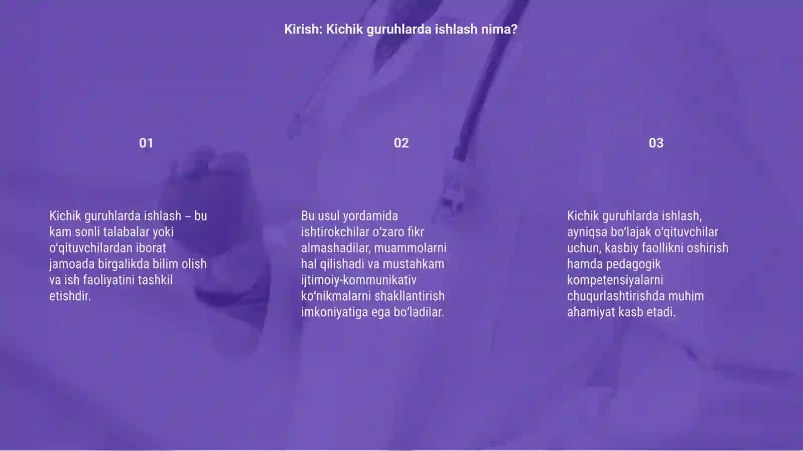 Kichik guruhlarda ishlash faoliyatini 3