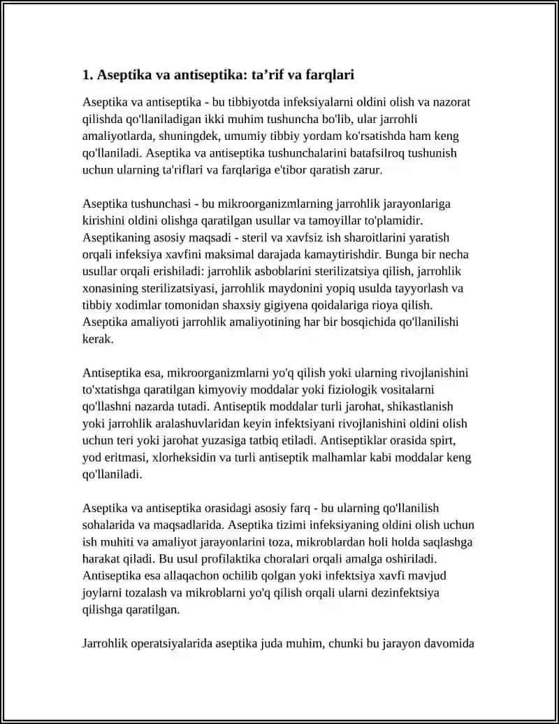 ASEPTIKA VA ANTISEPTIKA TUSHUNCHASI OPERATSION MAYDONDA ASEPTIKA TUSHUNCHASI 3