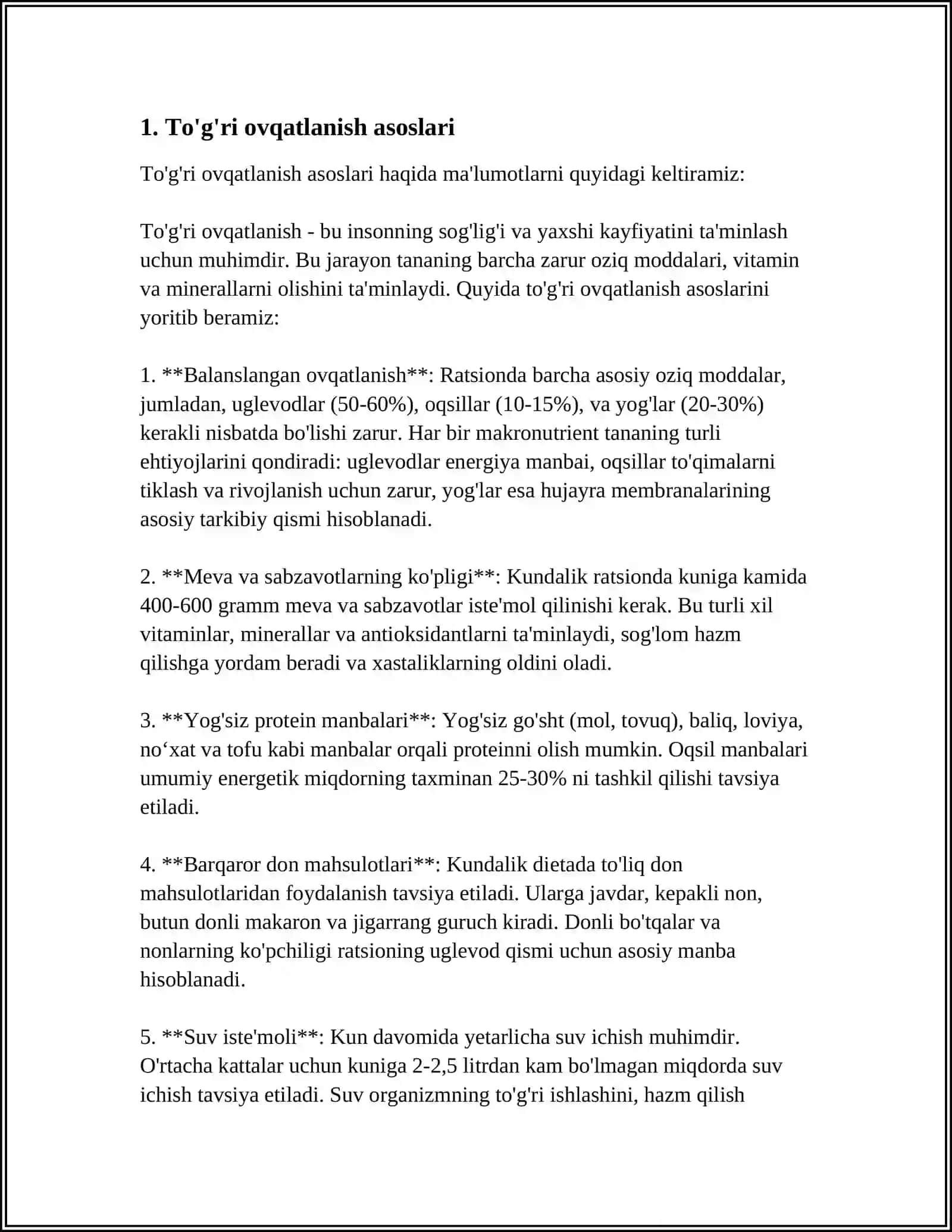 To'g'ri ovqatlanish asoslari 3