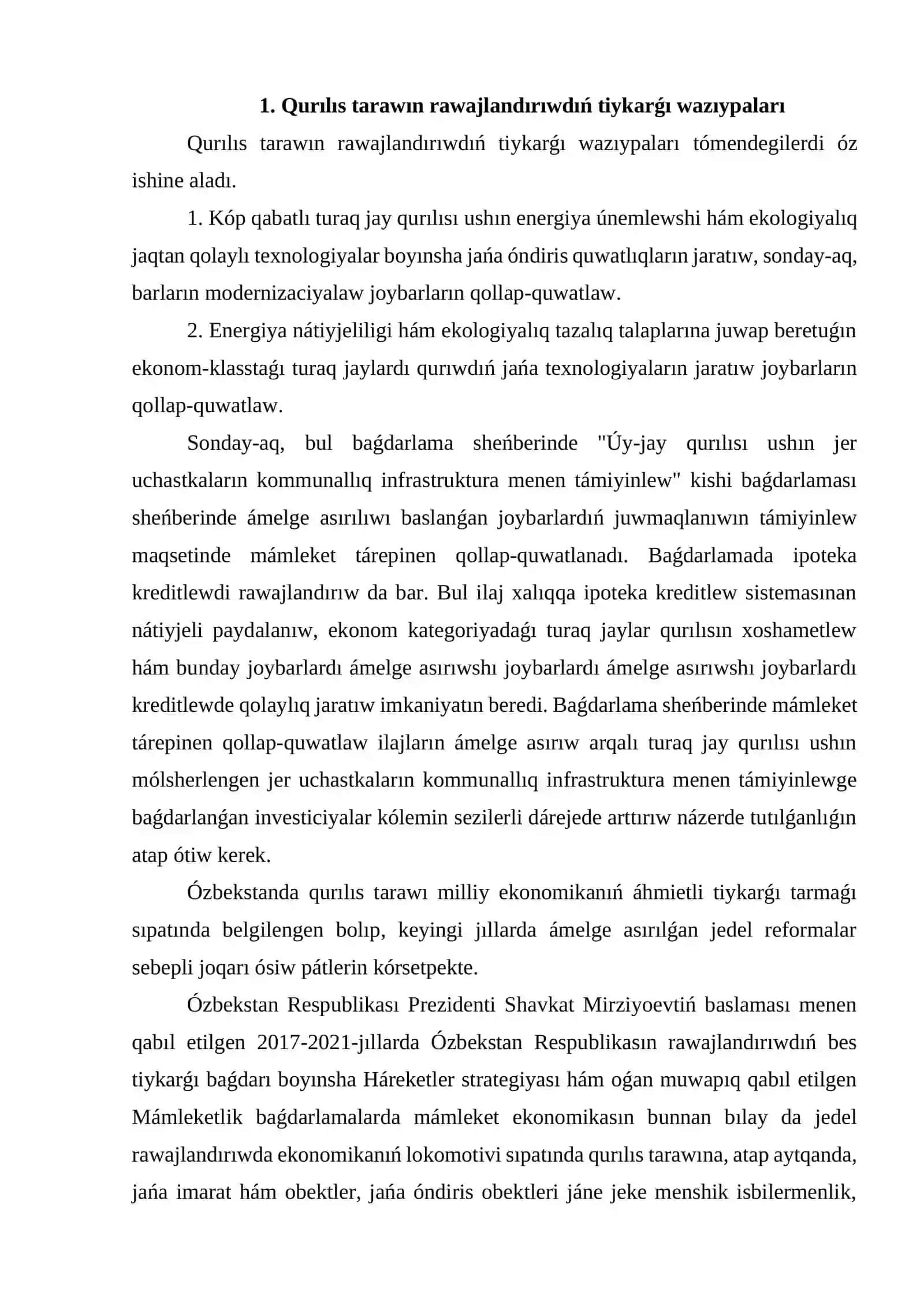 Qurılıs kompleksin rawajlandırıw 3