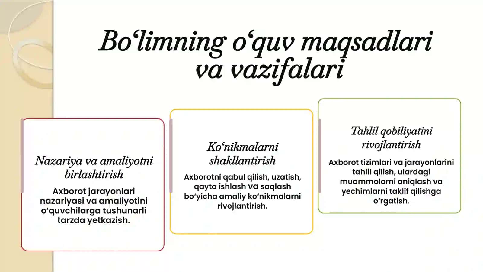 Axborotlijarayonlar bo‘limini o‘qitish metodikasi 3