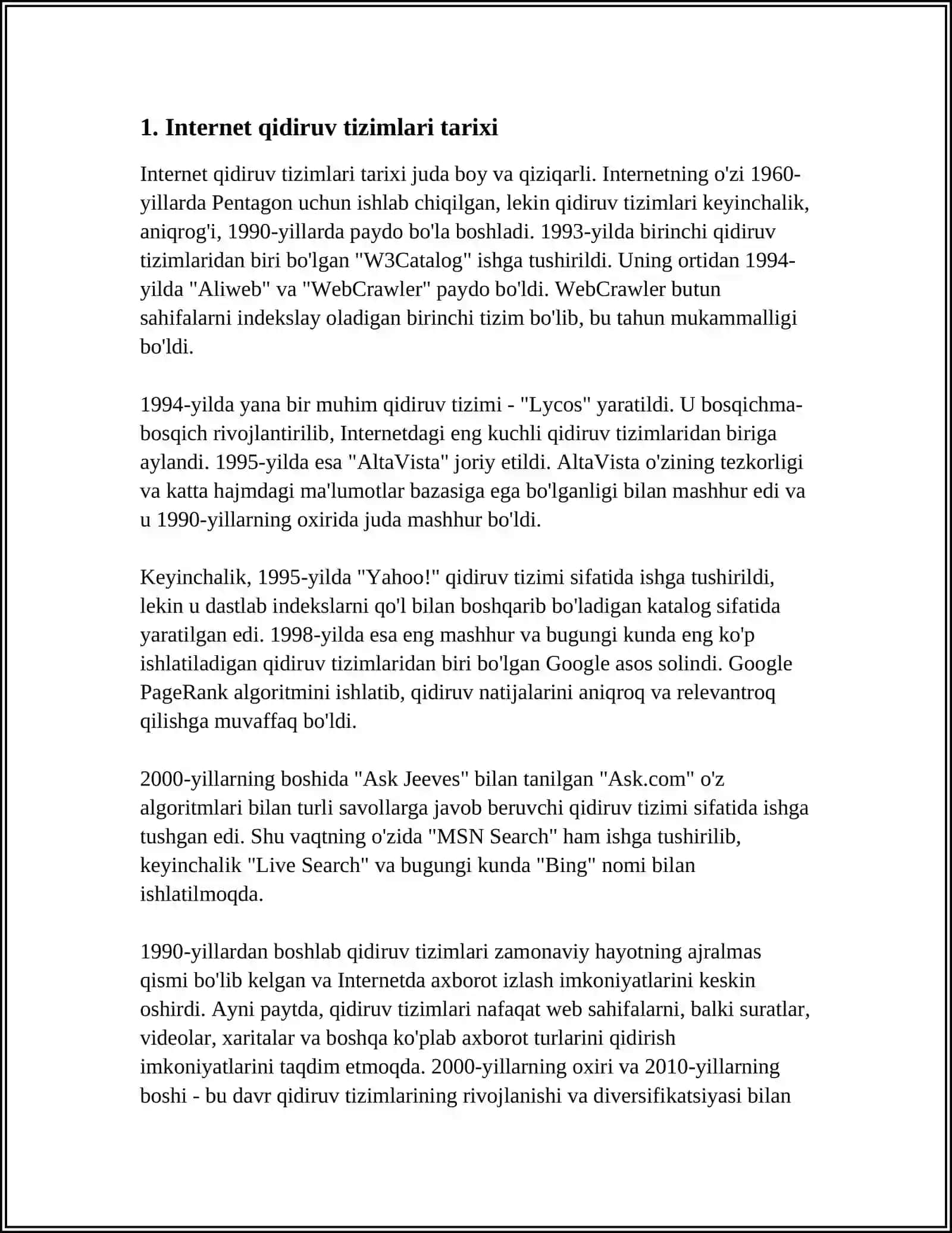 INTERNET QIDIRUV TIZIMIDA AXBOROTLAR QIDIRISH VA TANLANGAN AXBOROTLARNI OLISH 3