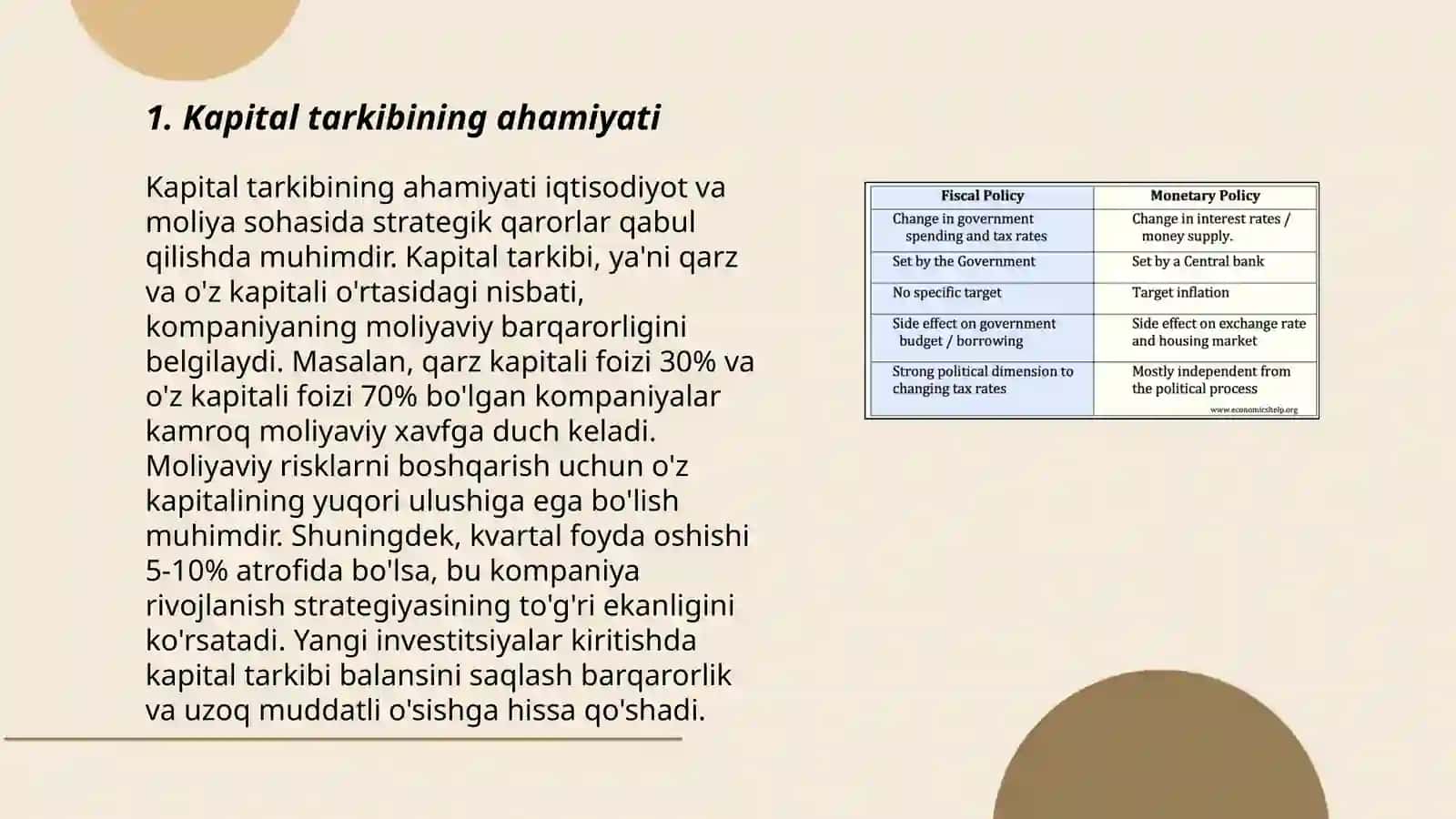 Kapital tarkibi va divident siyosati 3