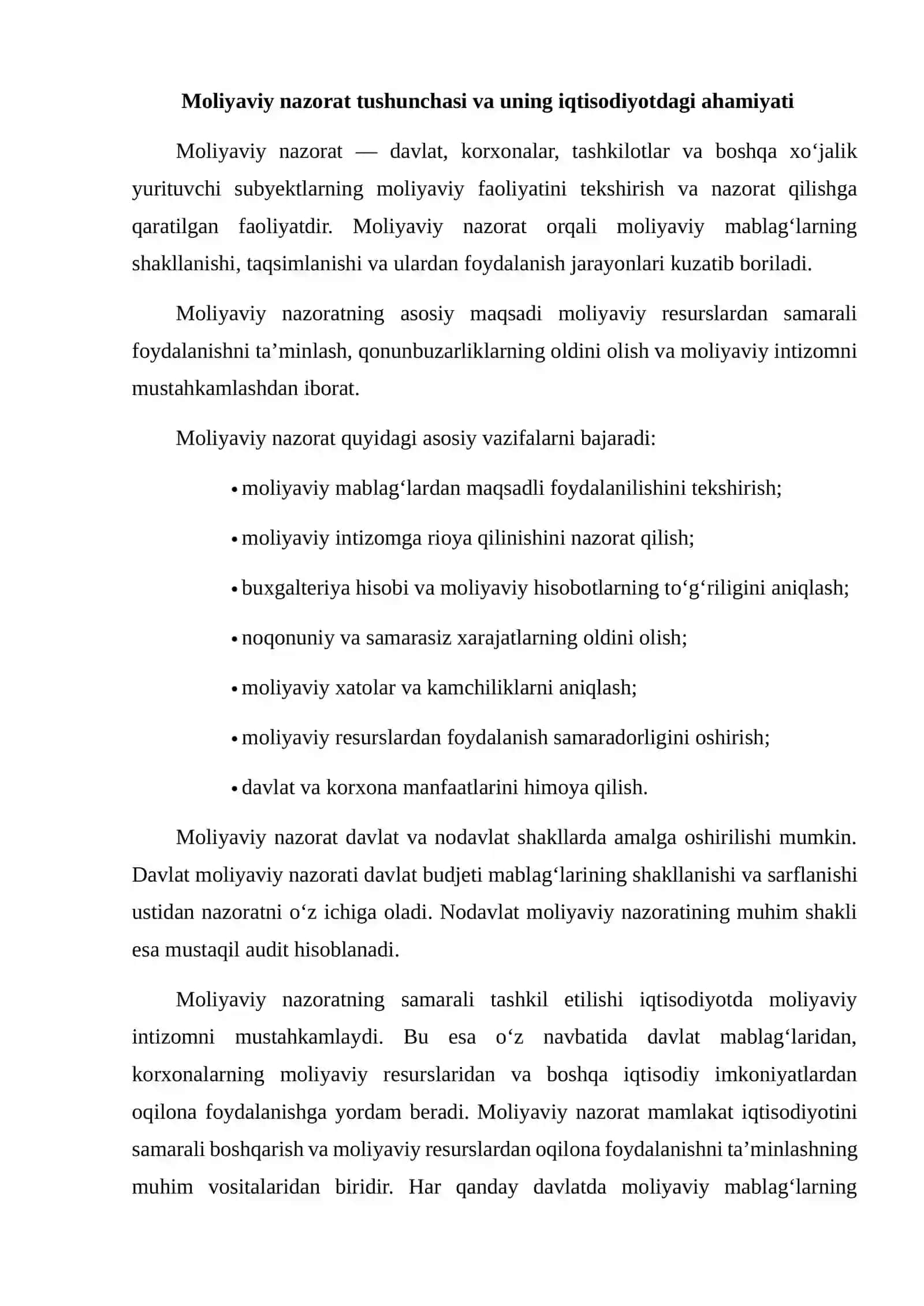 O‘ZBEKISTON RESPUBLIKASI MOLIYAVIY NAZORAT TIZIMIDA AUDITNING ROLI 3