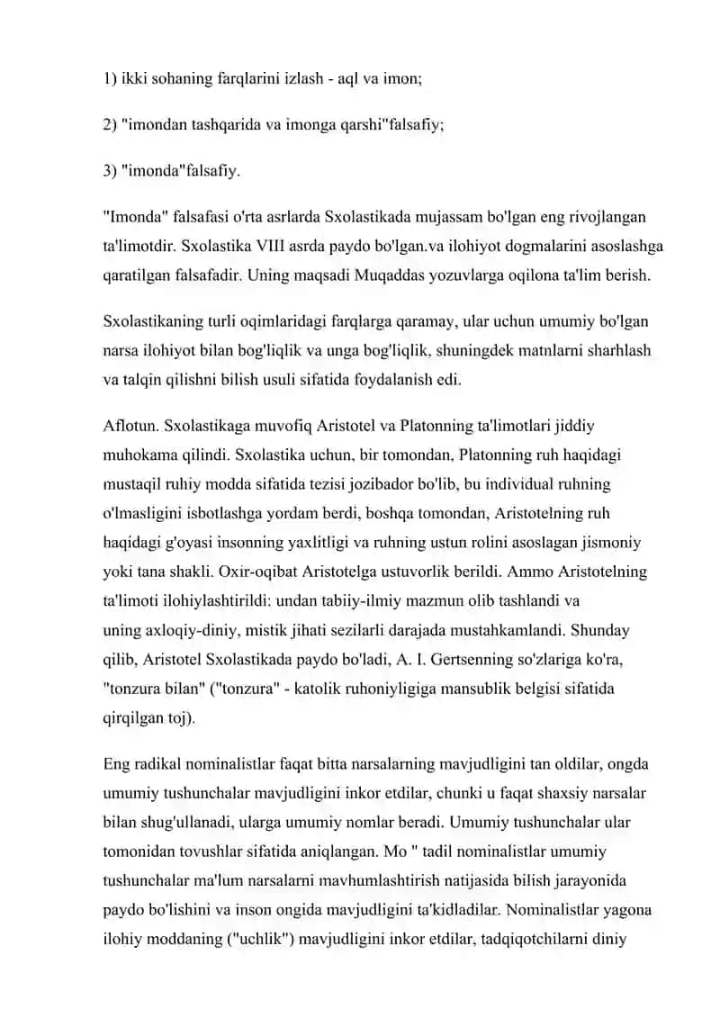 O'rta asrlarda psixologik fikrning rivojlanish bosqichlari. 3