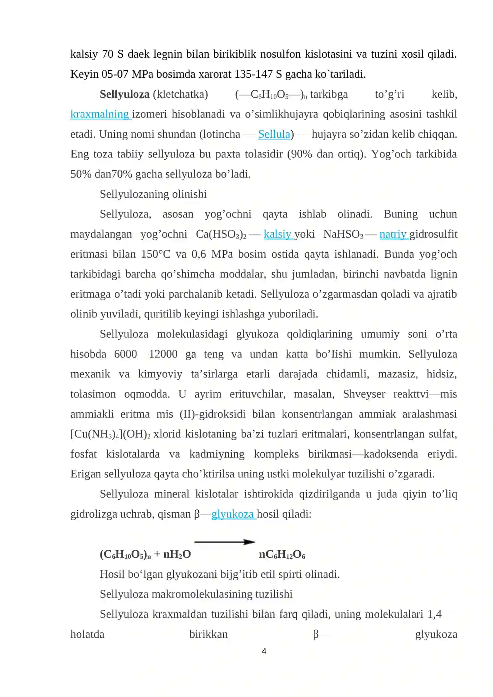 Sellyuloza va uning asosida olinadigan maxsulotlar 3