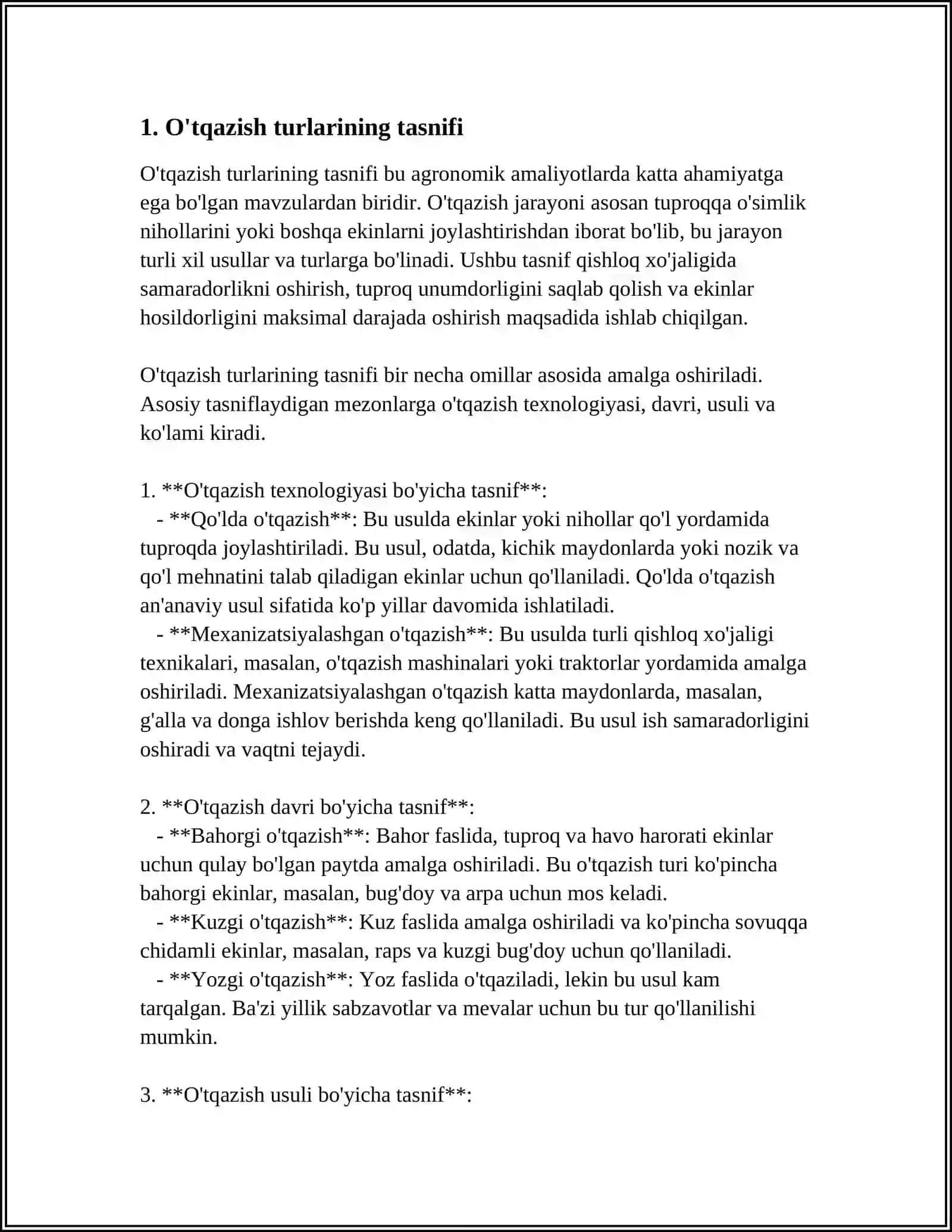O'TQAZISH TURLARI 3