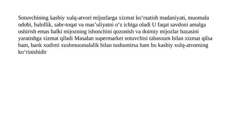 Sotuvchining kasbiy xulq-atvori 3