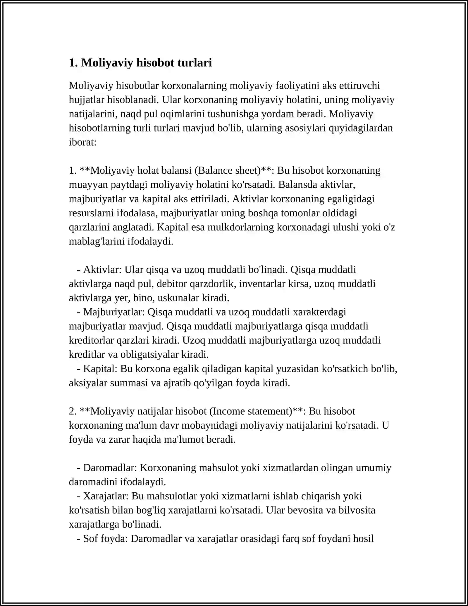 Moliyaviy hisobot turlari va ularning vazifalari 3