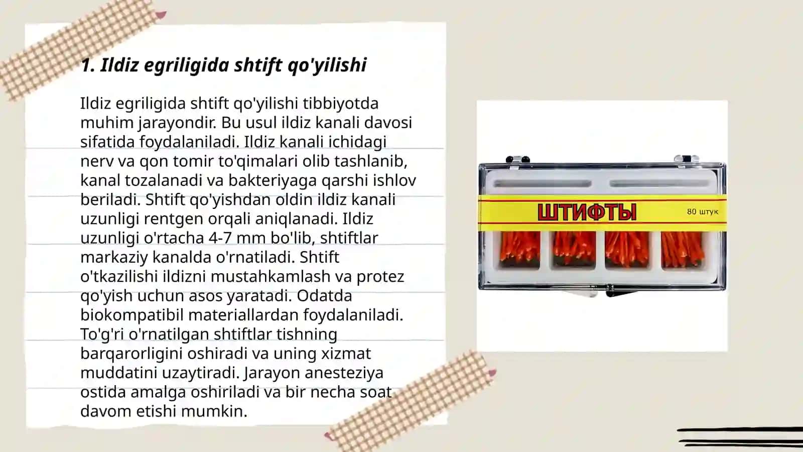 Ildiz egriligida shtift qo'yilishi 3